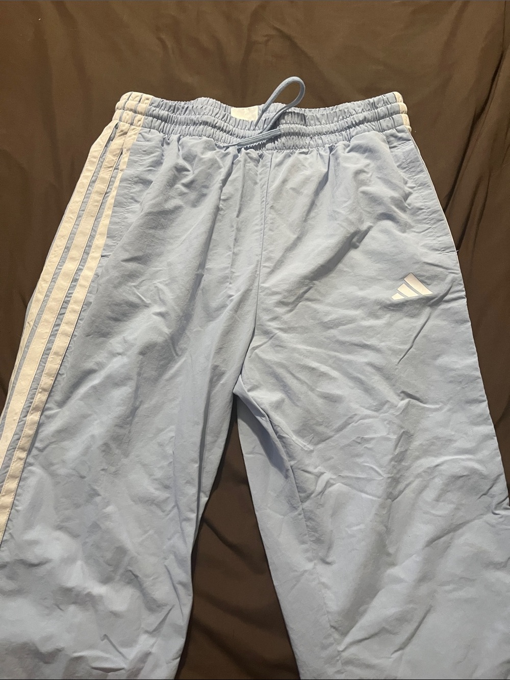 adidas Light Blue Joggers with White Side Stripes
